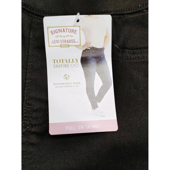 NEW Levi Signature Maternity 28X28 Pull On Skinny Black Jeans Size Stretch - Picture 2 of 4